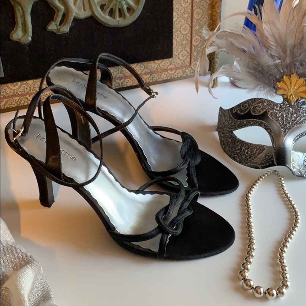 Liz Claiborne black satin heels